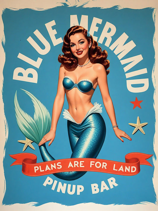 Blue Mermaid Pinup Portrait